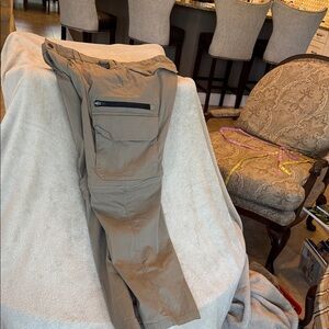 Men's Brown Cargo Pants with Zipper Pocket